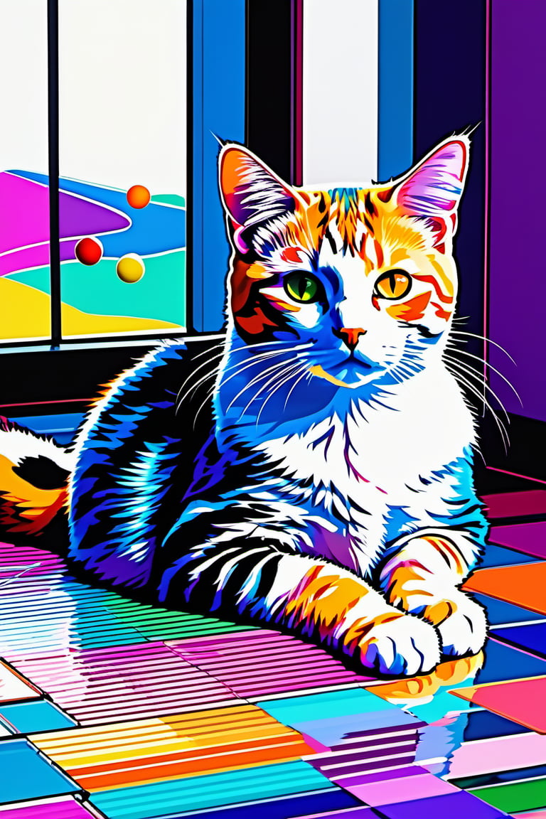 (masterpiece,best quality, ultra realistic,32k,RAW photo,detailed skin, 8k uhd, high quality:1.2), abstract expressionist painting catz, 9 0 s computer game by pf magic, cat made of pixel spheres, raster graphics playpen, 2 5 6 colors, windows 3. 1 . energetic brushwork, bold colors, abstract forms, expressive, emotional
