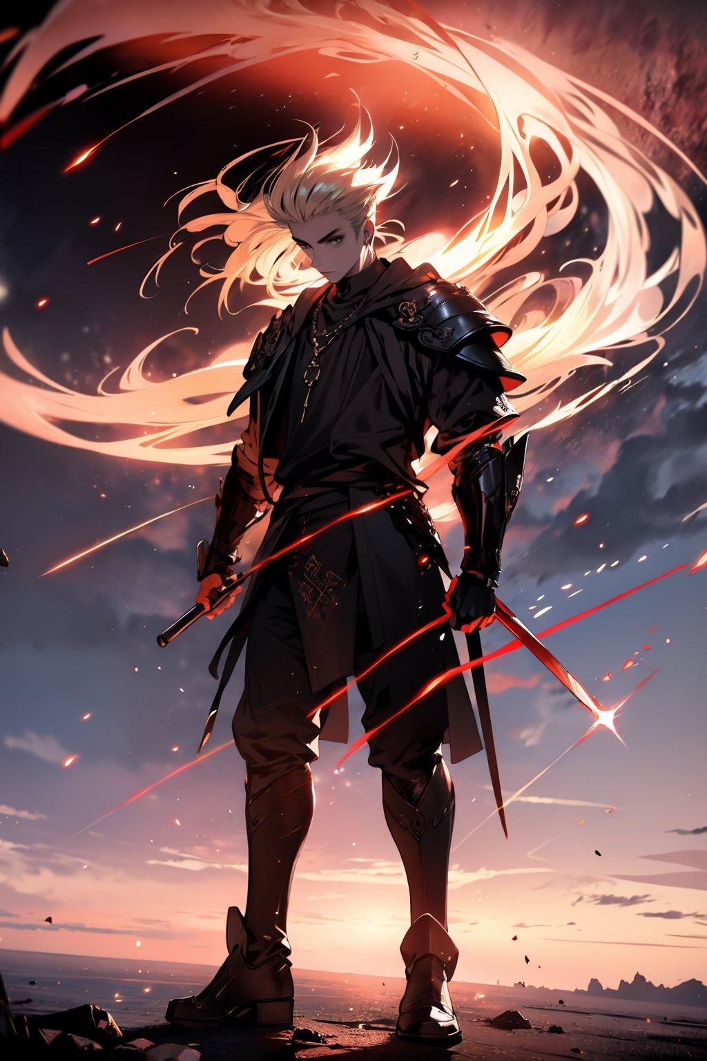 absurdres, highres, ultra detailed, (1boy:1.3), BREAK, infrared photography, otherworldly hues, surreal landscapes, unseen light, ethereal glow, vibrant colors, ghostly effect, 1 Viking Warrior, light Blond hair, ((braded hair)), Viking axe, leather armor, brown and black clothing