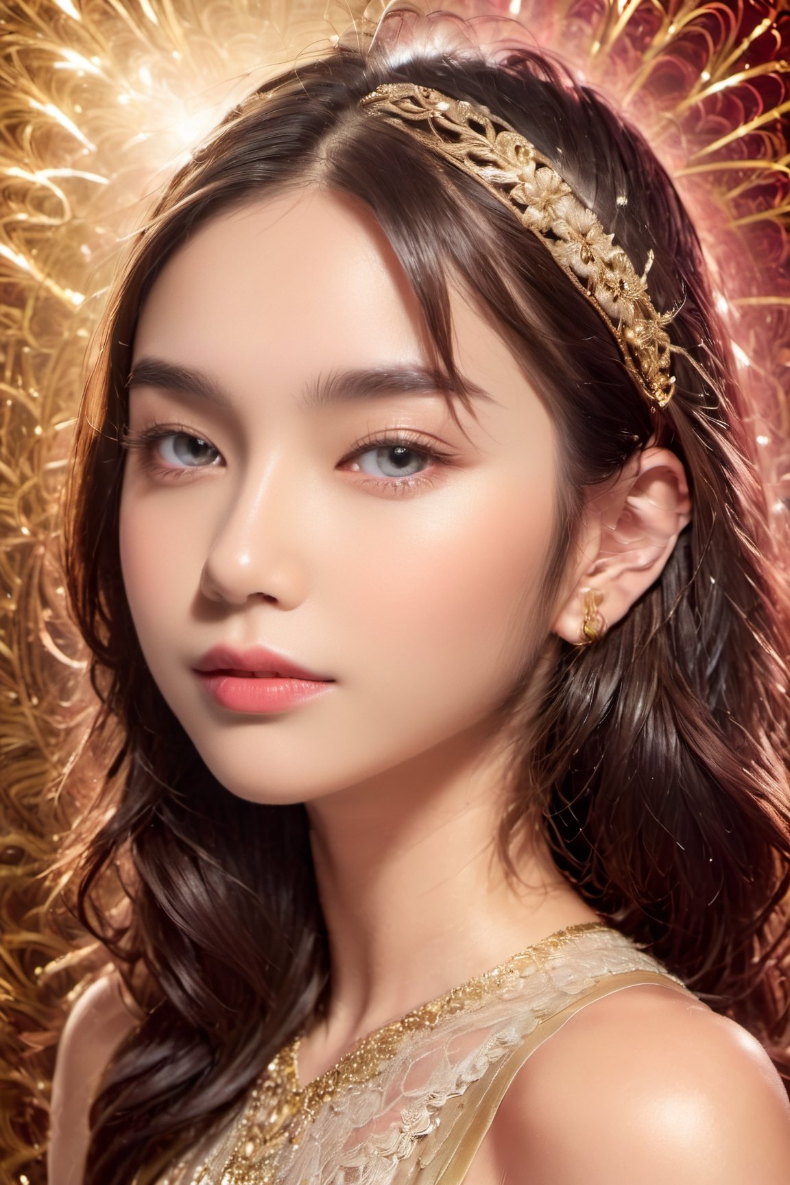 (glamour_photo:1.3) of a beautiful young model\(woman, girl\), (preteen:1.4), 1girl, (blush:0.5), (goosebumps, blemishes:0.5), subsurface scattering, detailed skin texture, textured skin, realistic dull skin noise, visible skin detail, skin fuzz, dry skin, perfect fingers & hands, realistic fingernails, feminine tone, absolute_cleavage, BREAK wearing Sheer lace bodysuit and high-waisted faux leather shorts, exposed_navel, BREAK RAW Photo, (photorealistic, photorealism, realistic:1.3), SFW, (upper_body framing from hips:1.6), Sexy_Pose, (New_Year:1.4), shot on ALEXA 65 camera, using Fujicolor Pro Film, Enhanced All,