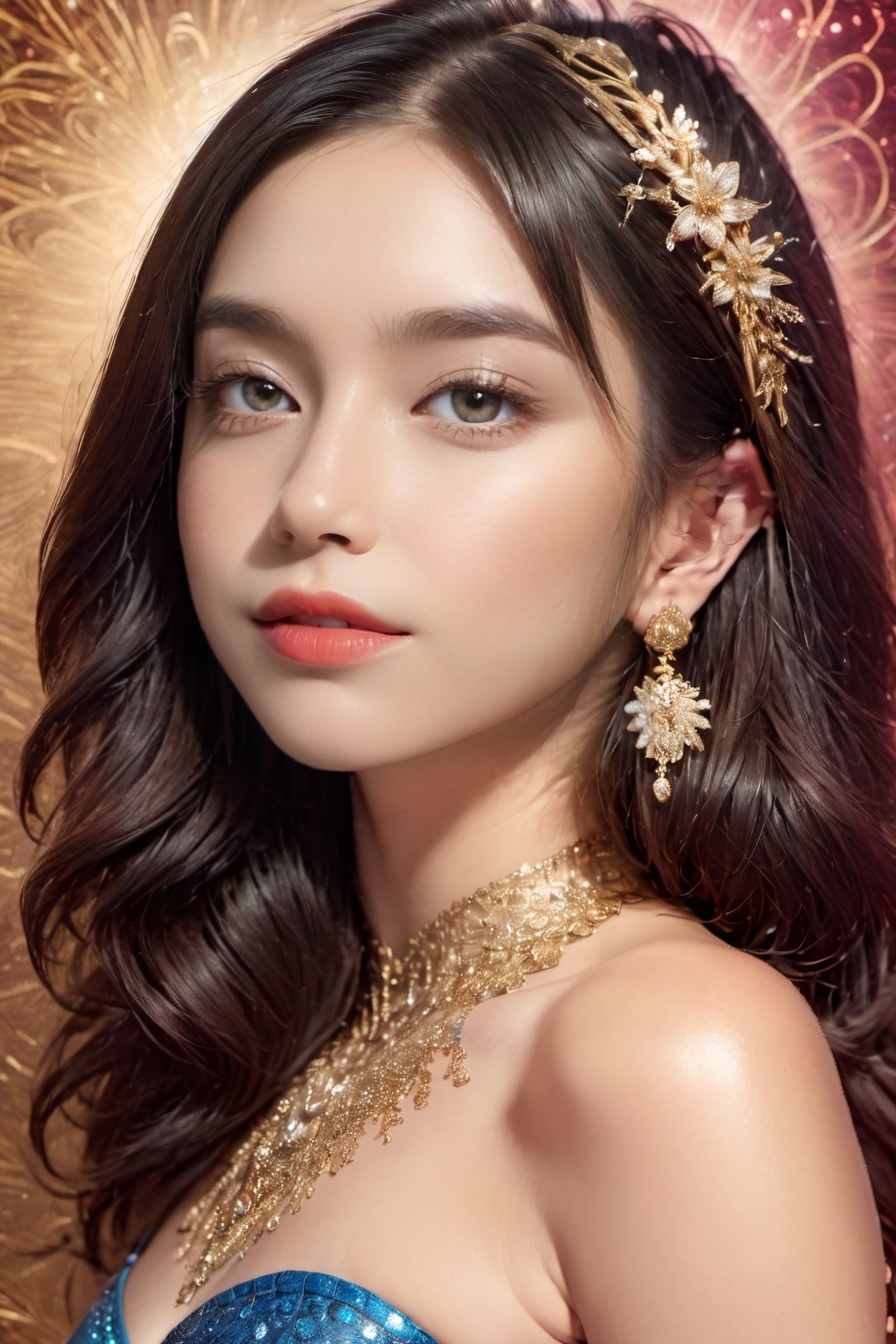 (glamour_photo:1.4) of a beautiful young model\(woman, girl\), (preteen:1.4), 1girl, (blush:0.5), (goosebumps, blemishes:0.5), subsurface scattering, detailed skin texture, textured skin, realistic dull skin noise, visible skin detail, skin fuzz, dry skin, perfect fingers & hands, realistic fingernails, feminine tone, BREAK wearing Elegant red Halter top dress, see-through bodycon, exposed_navel, BREAK RAW Photo, (photorealistic, photorealism, realistic:1.3), SFW, (upper_body framing from hips:1.3), Sexy_Pose, (New_Year:1.4), shot on ALEXA 65 camera, using Fujicolor Pro Film, Enhanced All,