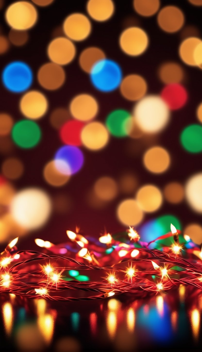 Create an image of a festive celebration, with realistic bokeh created by strings of colorful lights, lanterns, or fireworks, adding vibrancy and excitement to the scene.