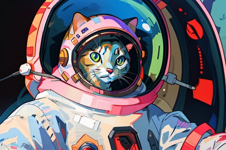 full-body_portrait an astronaut cat wondering