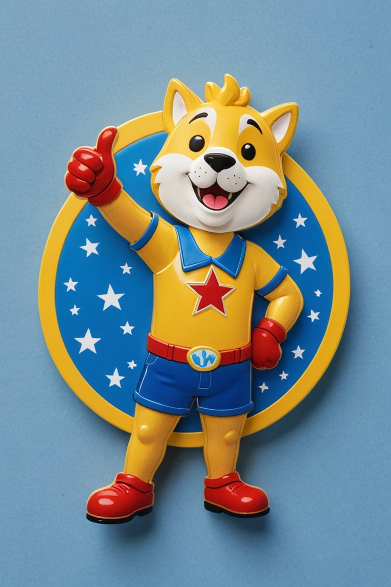 A vibrant, golden badge featuring a cheerful mascot, Champ, standing triumphantly with a thumbs-up gesture and an arm raised in victory, set against a bright blue background with subtle gradient effect. Champ's bright yellow outfit is adorned with shiny stars and a bold, red W emblem on the chest, symbolizing achievement and excellence. The badge's center is slightly rounded, giving it a friendly, approachable feel. In the top-left corner, the words You Did It! are written in bold, white font, completing the design.