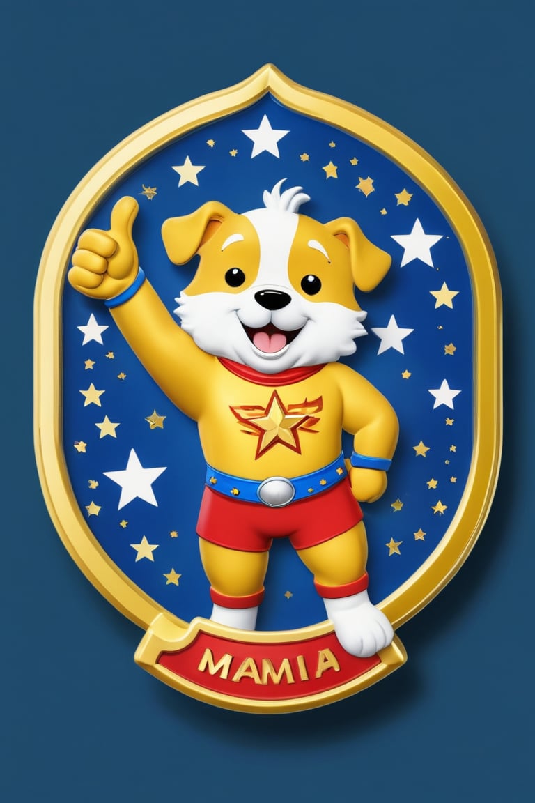 A vibrant, golden badge featuring a cheerful mascot, Champ, standing triumphantly with a thumbs-up gesture and an arm raised in victory, set against a bright blue background with subtle gradient effect. Champ's bright yellow outfit is adorned with shiny stars and a bold, red W emblem on the chest, symbolizing achievement and excellence. The badge's center is slightly rounded, giving it a friendly, approachable feel. In the top-left corner, the words You Did It! are written in bold, white font, completing the design.,MagMix Girl