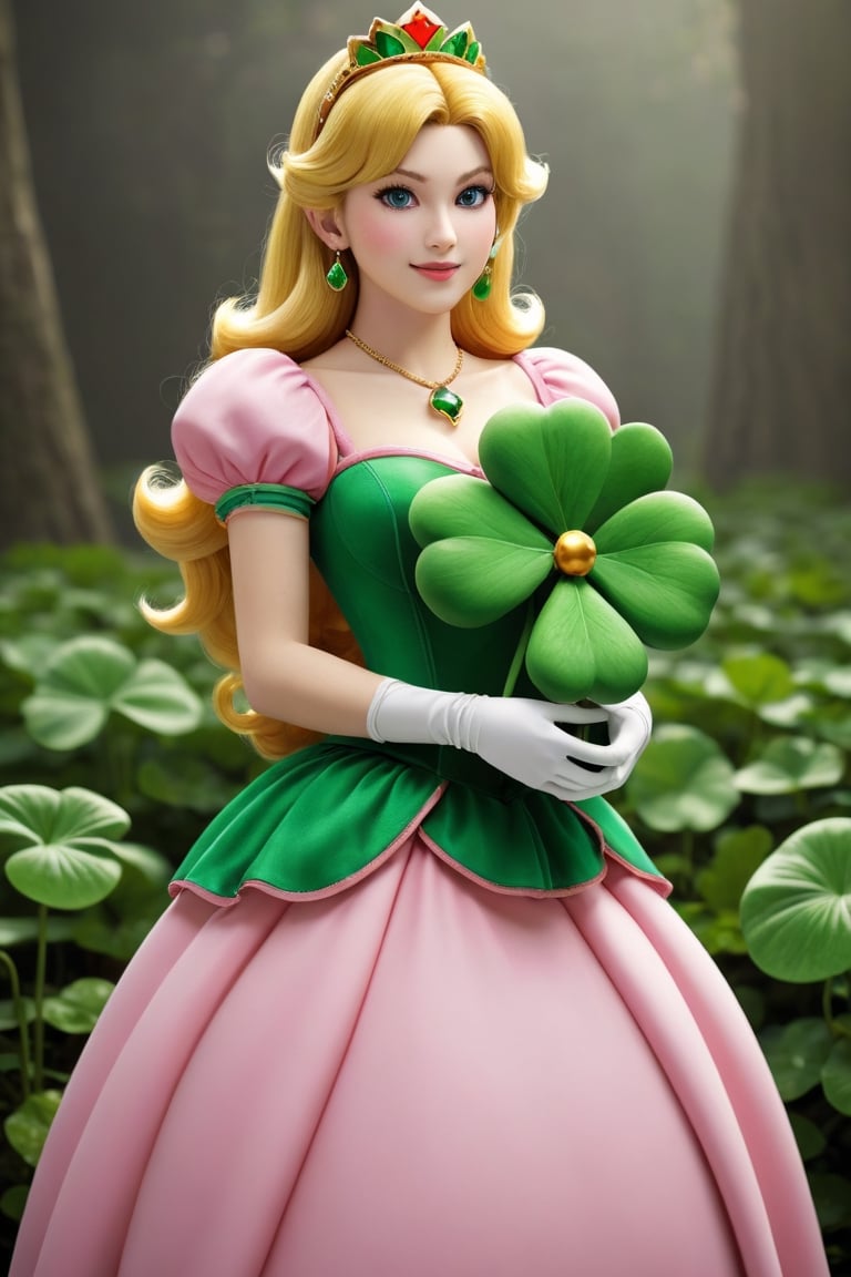 Princess peach holds (a big shamrock), happy, super mario theme,
photorealistic:1.3, best quality, masterpiece,MikieHara