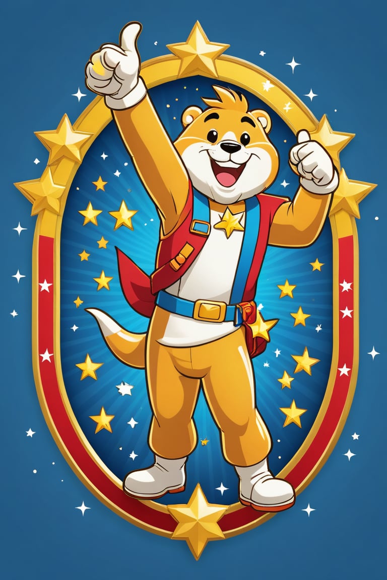 A vibrant, golden badge featuring a cheerful mascot, Champ, standing triumphantly with a thumbs-up gesture and an arm raised in victory, set against a bright blue background with subtle gradient effect. Champ's bright yellow outfit is adorned with shiny stars and a bold, red W emblem on the chest, symbolizing achievement and excellence. The badge's center is slightly rounded, giving it a friendly, approachable feel. In the top-left corner, the words You Did It! are written in bold, white font, completing the design.,MagMix Girl