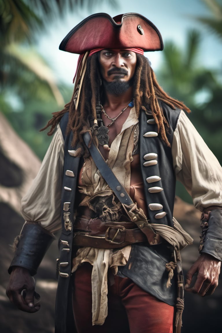 RAW natural photo of CARIBEAN PIRATES realistic, no muscles, slim body, realisct, no friendly, ((full body)), sharp focus, depth of field, shoot, ,side shot, side shot, ultra hd, realistic, vivid colors, highly detailed, perfect composition, 8k artistic photography, photorealistic concept art, soft natural volumetric cinematic perfect light, black background studio,