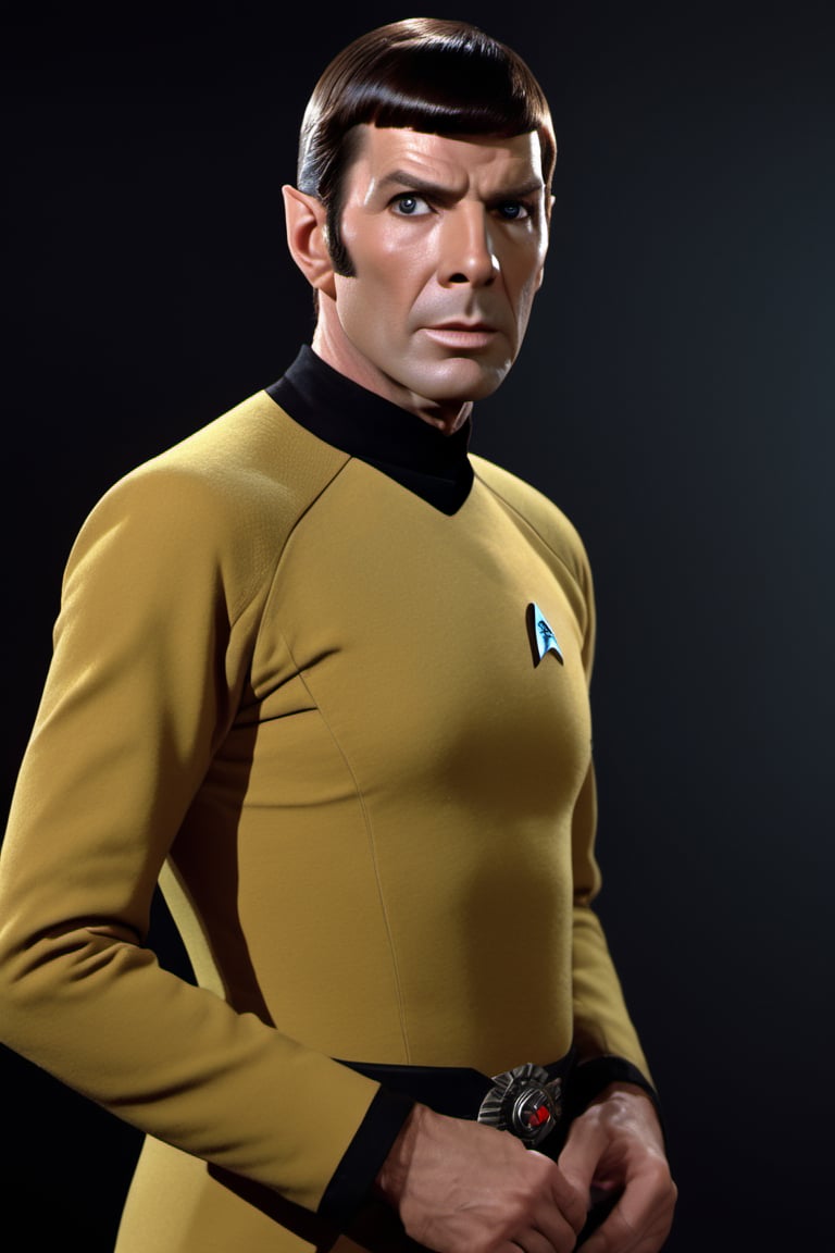 RAW natural photo OF captain spock star trek
, slim body, realisct, no friendly, ((full body)), sharp focus, depth of field, shoot, ,side shot, side shot, ultra hd, realistic, vivid colors, highly detailed, perfect composition, 8k artistic photography, photorealistic concept art, soft natural volumetric cinematic perfect light, black background studio, ,OHWX, ,OHWX WOMEN 