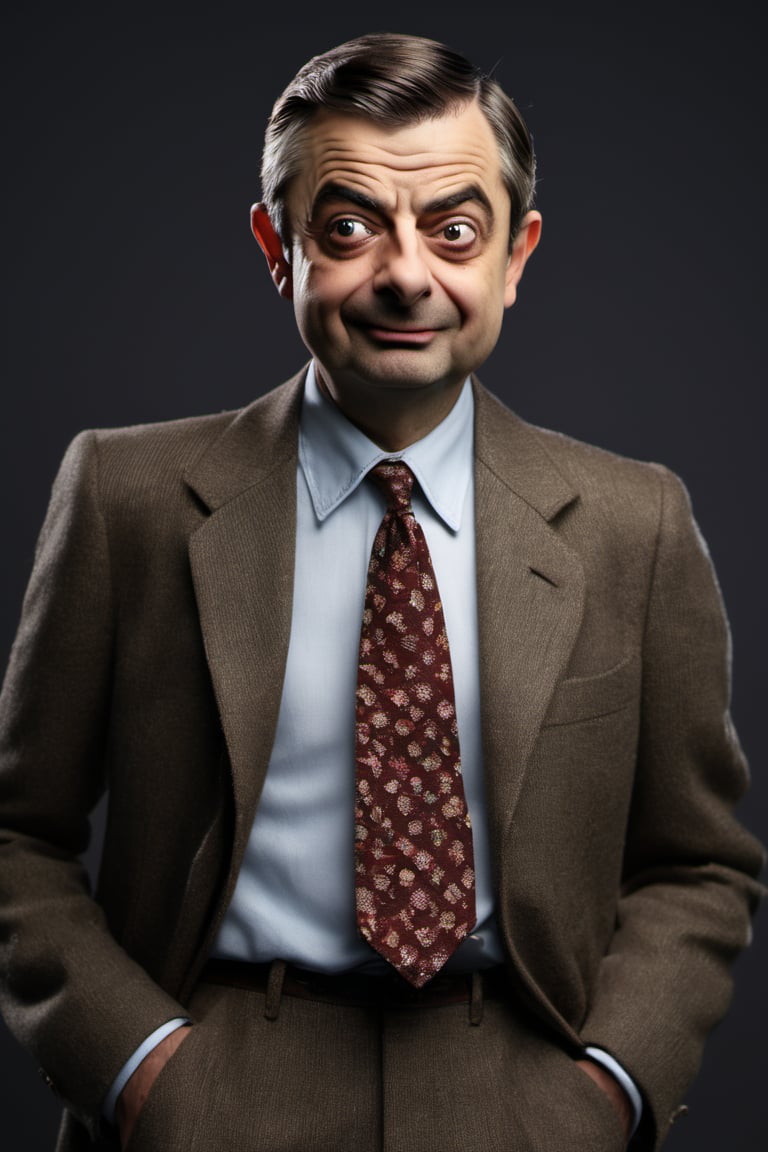 RAW natural photo OF mr bean
, slim body, realisct, no friendly, ((full body)), sharp focus, depth of field, shoot, ,side shot, side shot, ultra hd, realistic, vivid colors, highly detailed, perfect composition, 8k artistic photography, photorealistic concept art, soft natural volumetric cinematic perfect light, black background studio, ,OHWX, ,OHWX WOMEN 