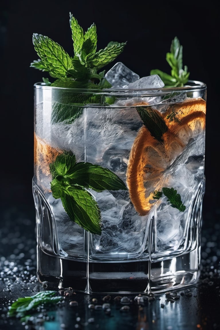 RAW natural photo Of movingt glass of dry gin tonic splash, zoom out to the glass, scratch ice, mint leaf , only one light cenital chimera, day advertising shooting (((infinite black  background))) , realistic photograph, sharp focus, depth of field, shoot, ,side shot, side shot, ultrahd, realistic, vivid colors, highly detailed, perfect composition, 8k, photorealistic concept art, soft natural volumetric cinematic perfect light, NIGHT RACE IN A CIRCUIT, ADVERTISING SHOT
,mecha,robot,cyborg style,cyborg