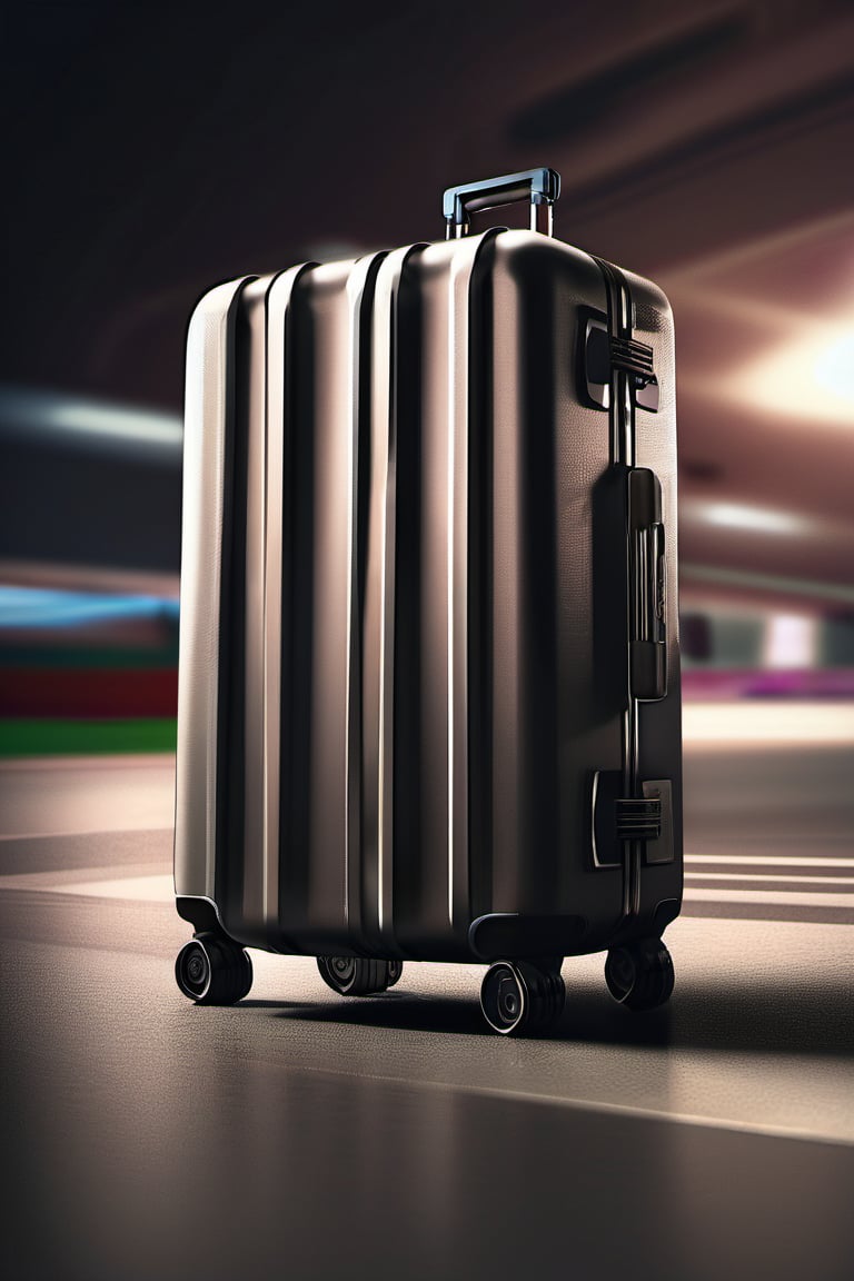 RAW natural photo OF travel suitcase futurist style, airport context, realistic photography, no friendly, ((full body)), sharp focus, depth of field, shoot, ,side shot, side shot, ultra hd, realistic, vivid colors, highly detailed, perfect composition, 8k artistic photography, photorealistic concept art, soft natural volumetric cinematic perfect light, black background studio, ADVERTISING SHOT
,Juno Temple