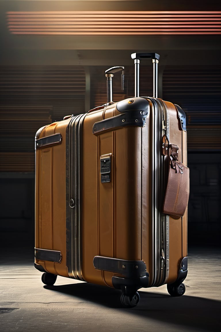 RAW natural photo OF travel suitcase futurist style, hangar context, advertising shooting realistic photography, no friendly, ((full body)), sharp focus, depth of field, shoot, ,side shot, side shot, ultra hd, realistic, vivid colors, highly detailed, perfect composition, 8k artistic photography, photorealistic concept art, soft natural volumetric cinematic perfect light, black background studio, ADVERTISING SHOT
,Juno Temple