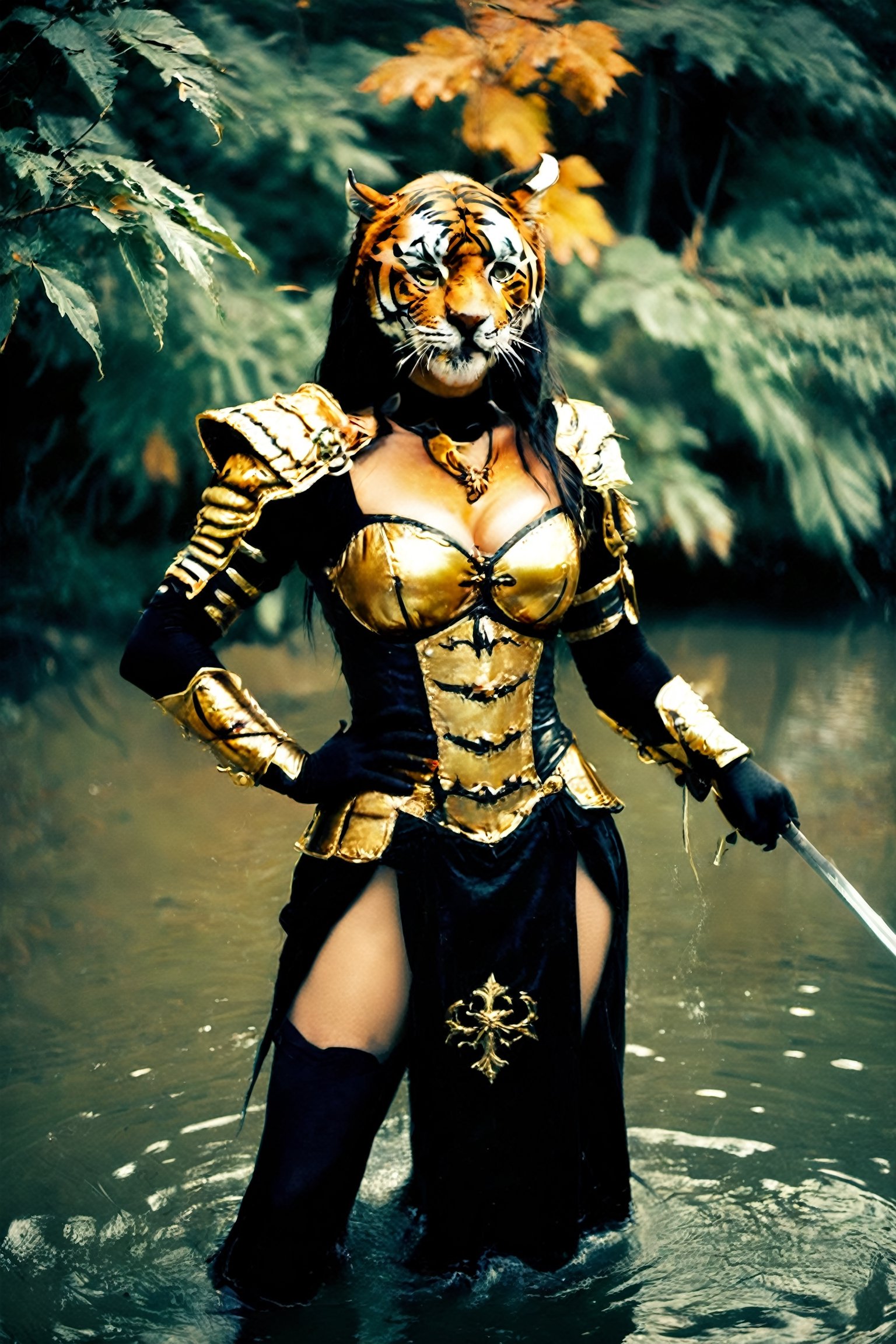 (masterpiece), photograph, (beautiful woman:1.1) wearing [Macedonian|Medieval] warrior suit, fighting stance, in tiger makeup, foliage and lake, epic, fantasy, 🤡, Straps, Sunny, horizon-centered, Energetic, film grain, Fujifilm XT3, L USM, Cold Colors, quantum wavetracing,
,classroom background, fear ambience,horror, 4k, halloween, detailmaster2, DonMn1ghtm4reXL,aw0k halloween makeup