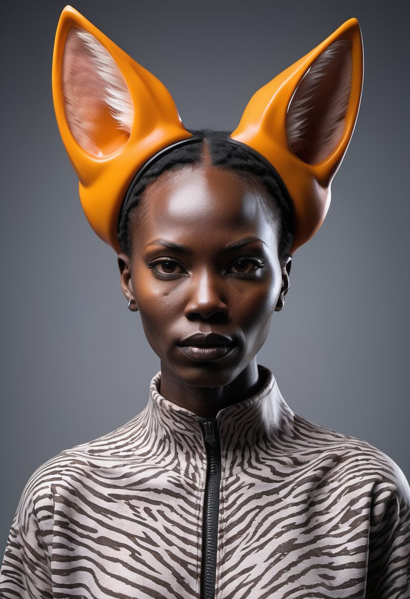 aw0k magnstyle, (best quality) , (masterpiece) , Duckcore, Biochemical Fiery midweight Sudanese woman as Croatian Alien, Cat Ears, Full Beard, Shameless, F/2.8, Kinemacolor, 