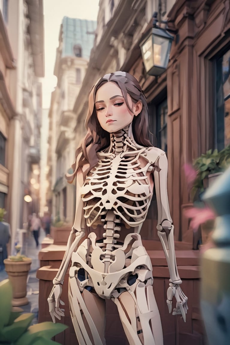 (Beautiful young woman with semi-naked skeleton suit ), (sagging breast expansion), perfect anatomy, (creative background, intricated background), hyper-detailed, intricated, high_res, (intricated details:1.2),cyberpunk style, ,detailmaster2,photo r3al,s4lma,p3rfect boobs,cleavage,nindi