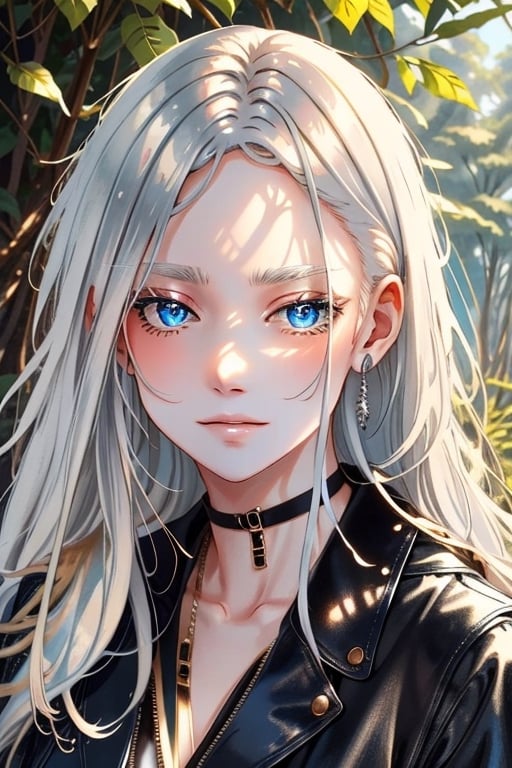 {1girl}, classic fantasy, magician, white skin, HDR,UHD,8K, best quality, {masterpiece}, Highly detailed, slender, {{smile}}, messy hair, {{long hair}}, {{silver hair}}, forest, {{{pelt and leather clothes}}}, {{{{really Poor clothes}}}}, fur coat, dirt on her face, dirt on her hair, dirt on her clothes, 16 years old, simple clothes,