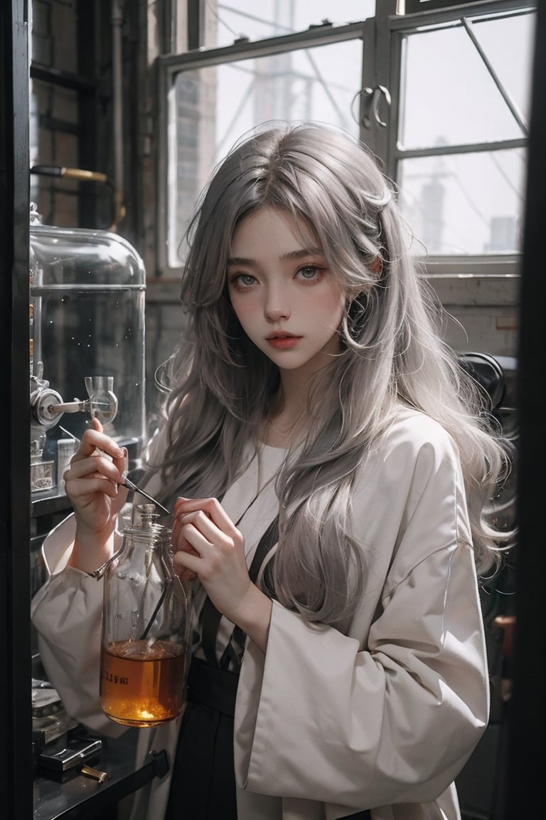 beautiful 1woman,one woman,beautiful,silver long hair color
experimenting with time
laboratory,experiment,time,clock,