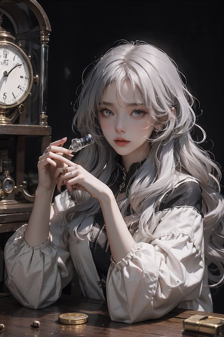 beautiful 1woman,one woman,beautiful,silver long hair color
experimenting with time
laboratory,experiment,time,clock