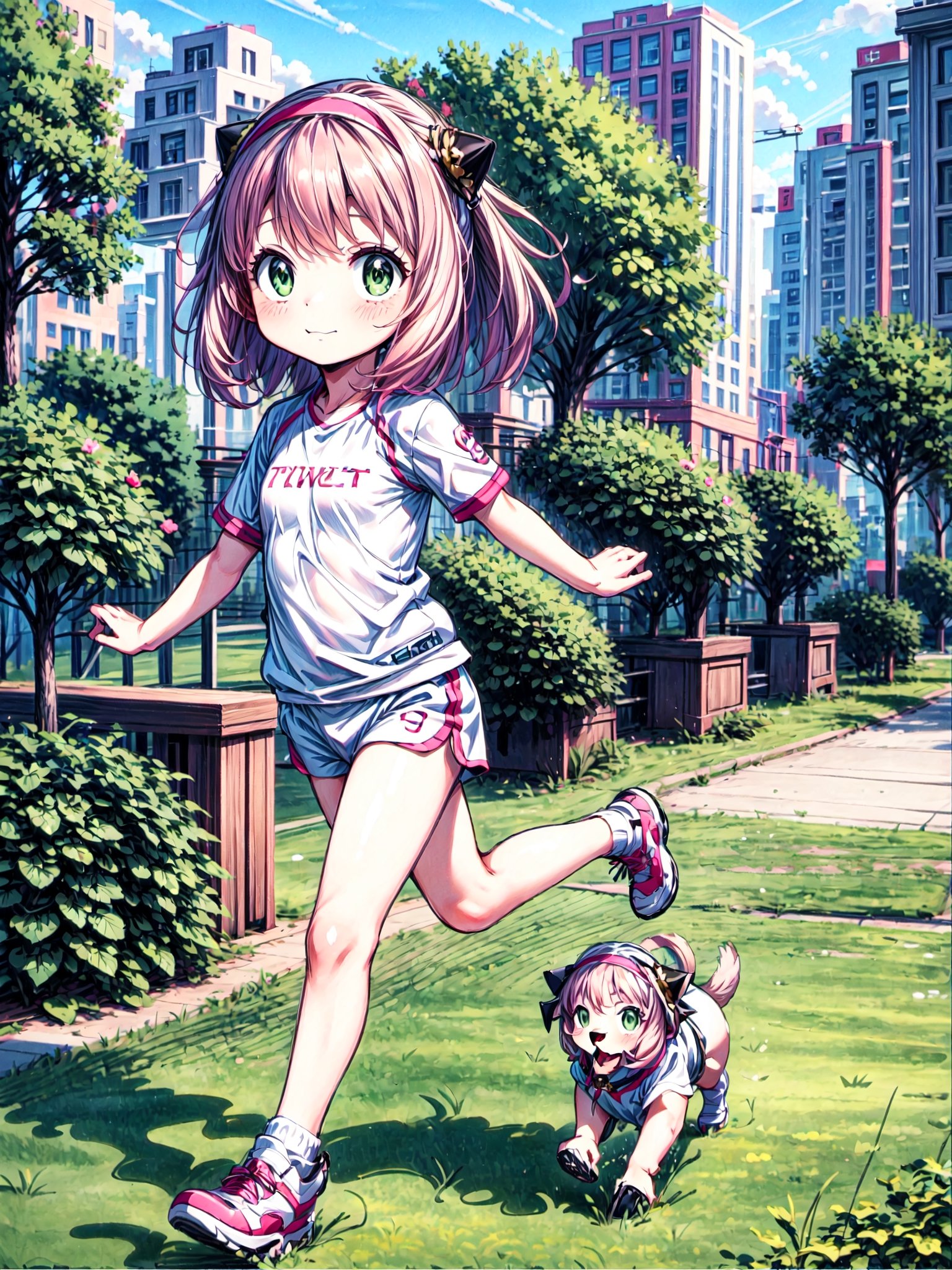 Anya,sport headband, running in park with her dog, , solo, 1girl
nahida , best quality, masterpiece, a very delicate and beautiful, (one little and cute girl at the center:1.2), (solo:1.3), outdoors,