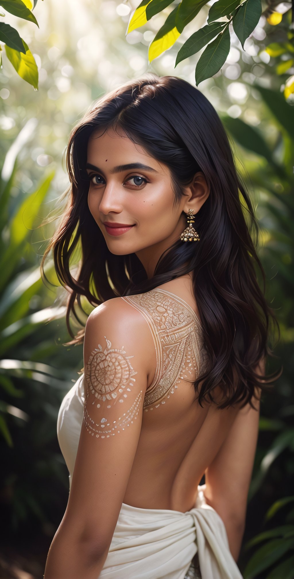 Realistic, (highly extreme detailed), (high quality resolution 4k), (high detailed face),  fashion photography portrait of beautiful indian girl with long dark hair, blue eyes, lite smile,  nice figure, slim back, Indian Churidar, on seashore, symetrical, octane render, 35mm, bokeh, 9:16, (intricate details:1.12), hdr, (intricate details, hyperdetailed:1.15), (natural skin texture, hyperrealism, soft light, sharp:1.2), detailed, sunlight passing through foliage,