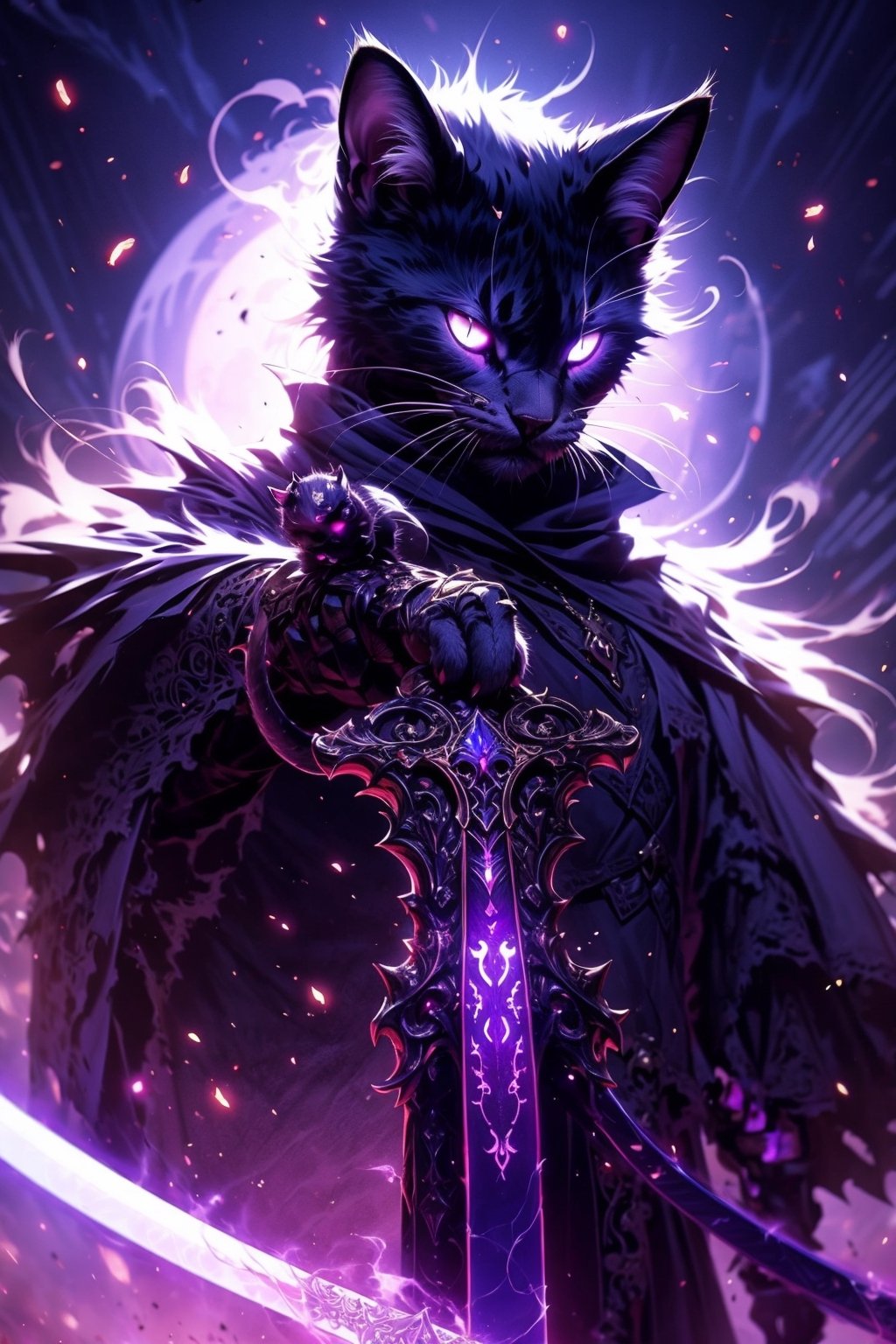 EpicGhost, cat, demon, cat holding sword