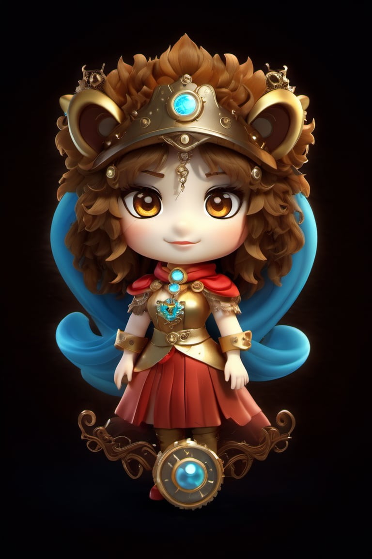 1princess, lion, wings,BloodOnScreen,3d style,steampunk style,Lace Blindfold,3d figure,mascot logo
