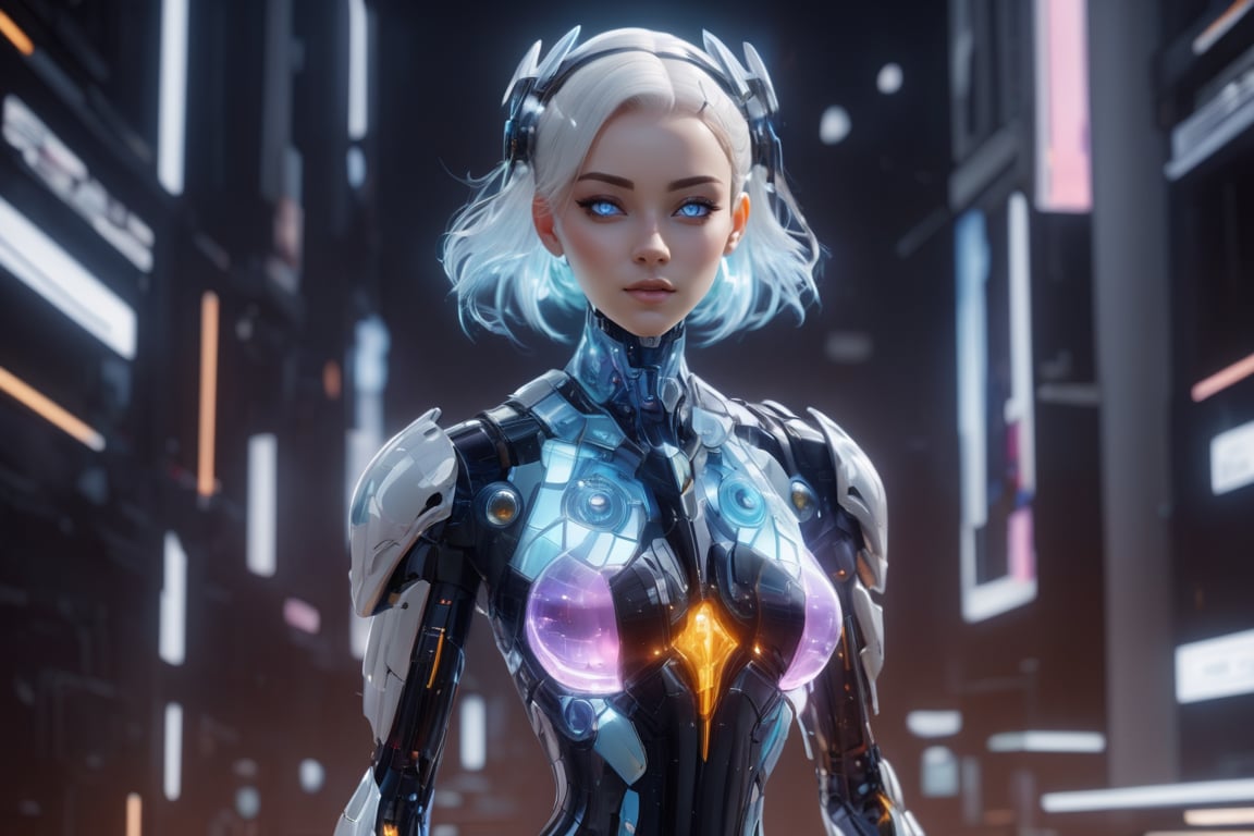 android, cyborg style,3d style, squared-fire glass,
sexy girl, glass uniform, front facing, (fullbody:1.9), front side, subsurface scattering, volumetric light, transparent, translucent skin, glow, bloom,
wide shot, (wide angle:1.6), offcenter, (negative space:1.9), (very wide shot), (white hair:0.5), (full body)