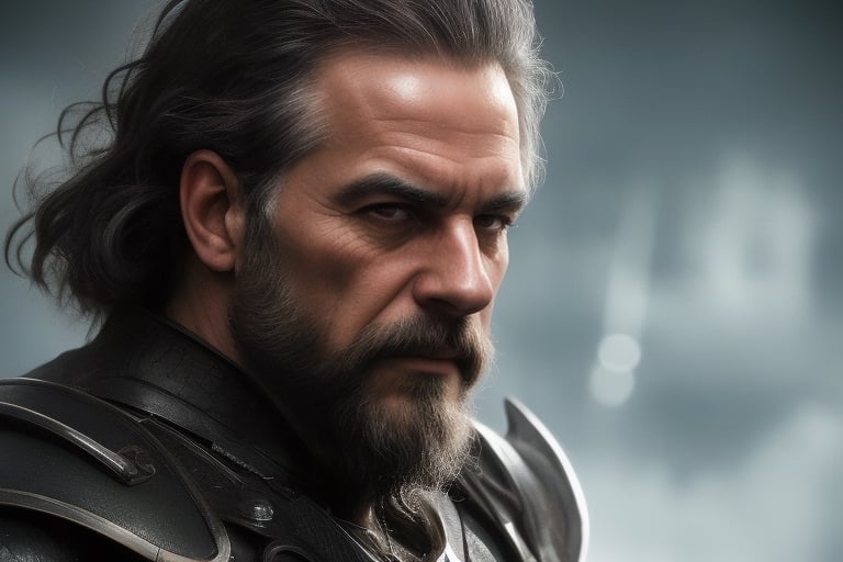 Glamor shot, medium distance a powerful older Greek man with dark hair and beard and black eyes in black armor standing with a hand on Cerberus(1.5) in Hades, intricately detailed,  dramatic, Masterpiece, HDR, beautifully shot, hyper-realistic, sharp focus, 64 megapixels, perfect composition, high contrast, cinematic, atmospheric, Ultra-High Resolution, amazing natural lighting, crystal clear picture, Perfect camera focus, photo-realistic
 Muscle,z1l4