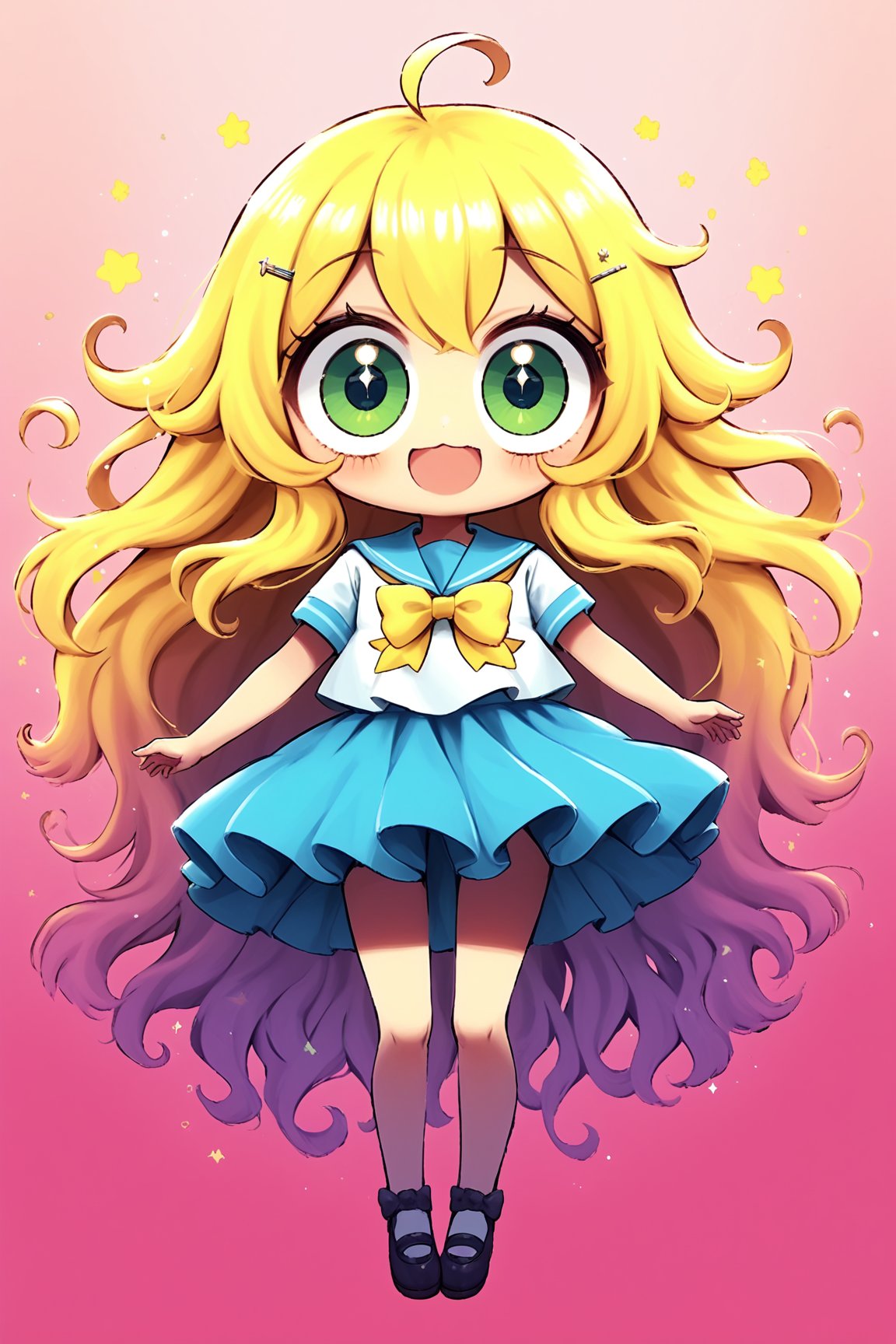 syoujyo manga illustration,solo,featuring an extremely deformed,1Girl, glamorous girl in a sailor uniform,((The girl has exaggerated large eyes:1.5)), sparkling with excitement and an over-the-top, cheerful expression. Her sailor uniform is brightly colored with bold, contrasting hues and glittering accents. She has voluminous flowing hair, adorned with cute accessories like bows and stars.,gloriaexe,txznf,aestheticfi, ,Mangamast3r
