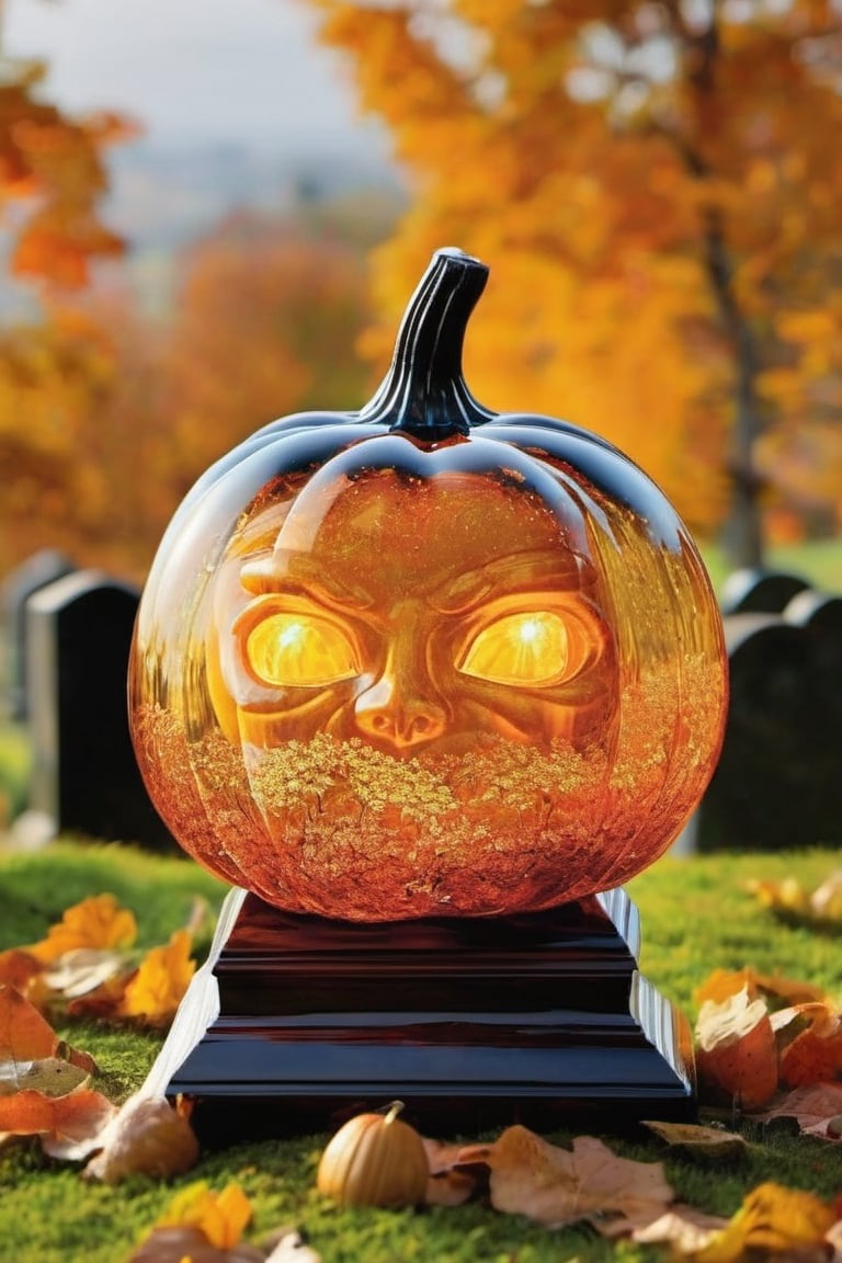 glass pumpkin at the cemetery ,Leonardo Style