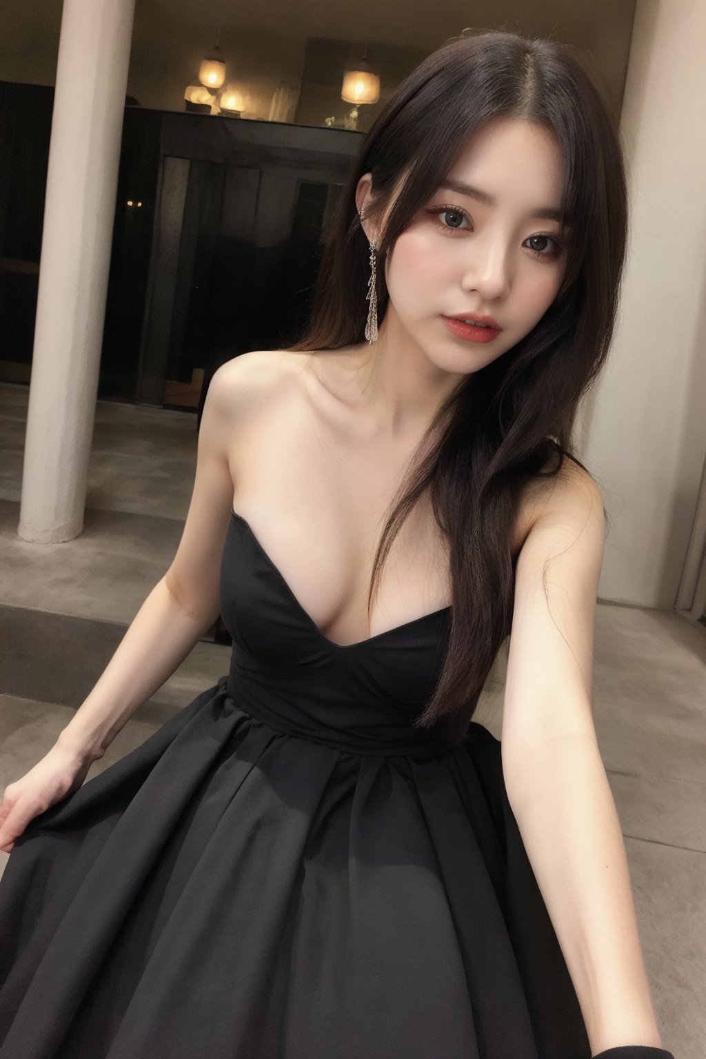 Beautiful woman Wear a black dress
