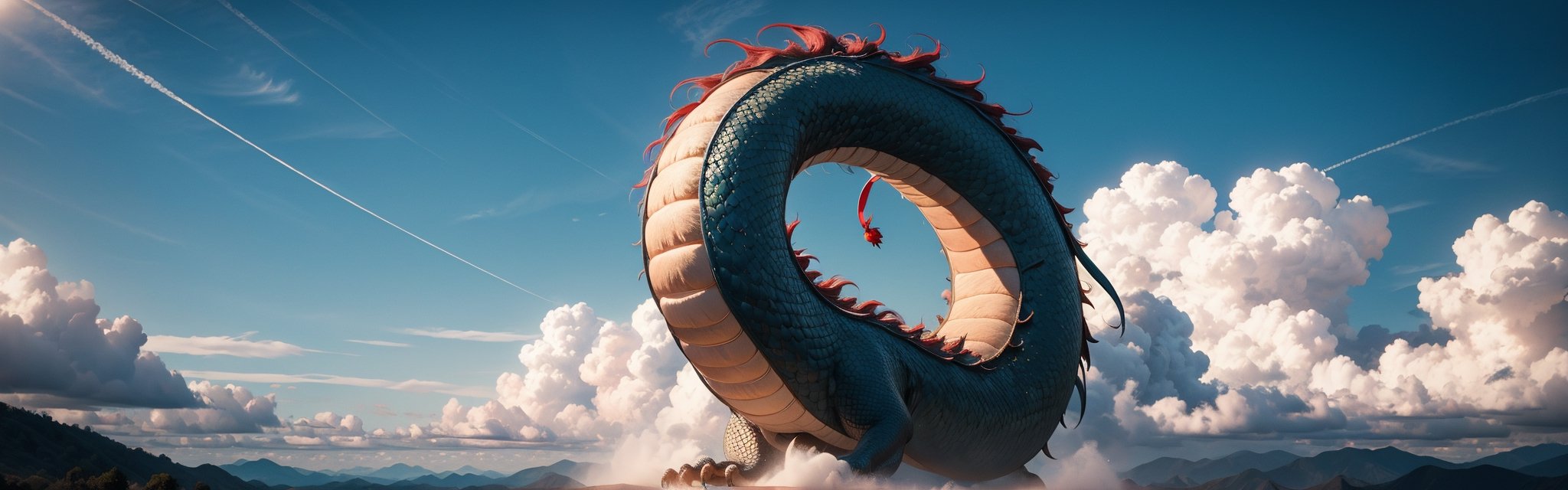,dragon ,Best quality, masterpiece, ultra high res, (photorealistic:1.37), raw photo, ,dragon-themed, blue sky, cloud