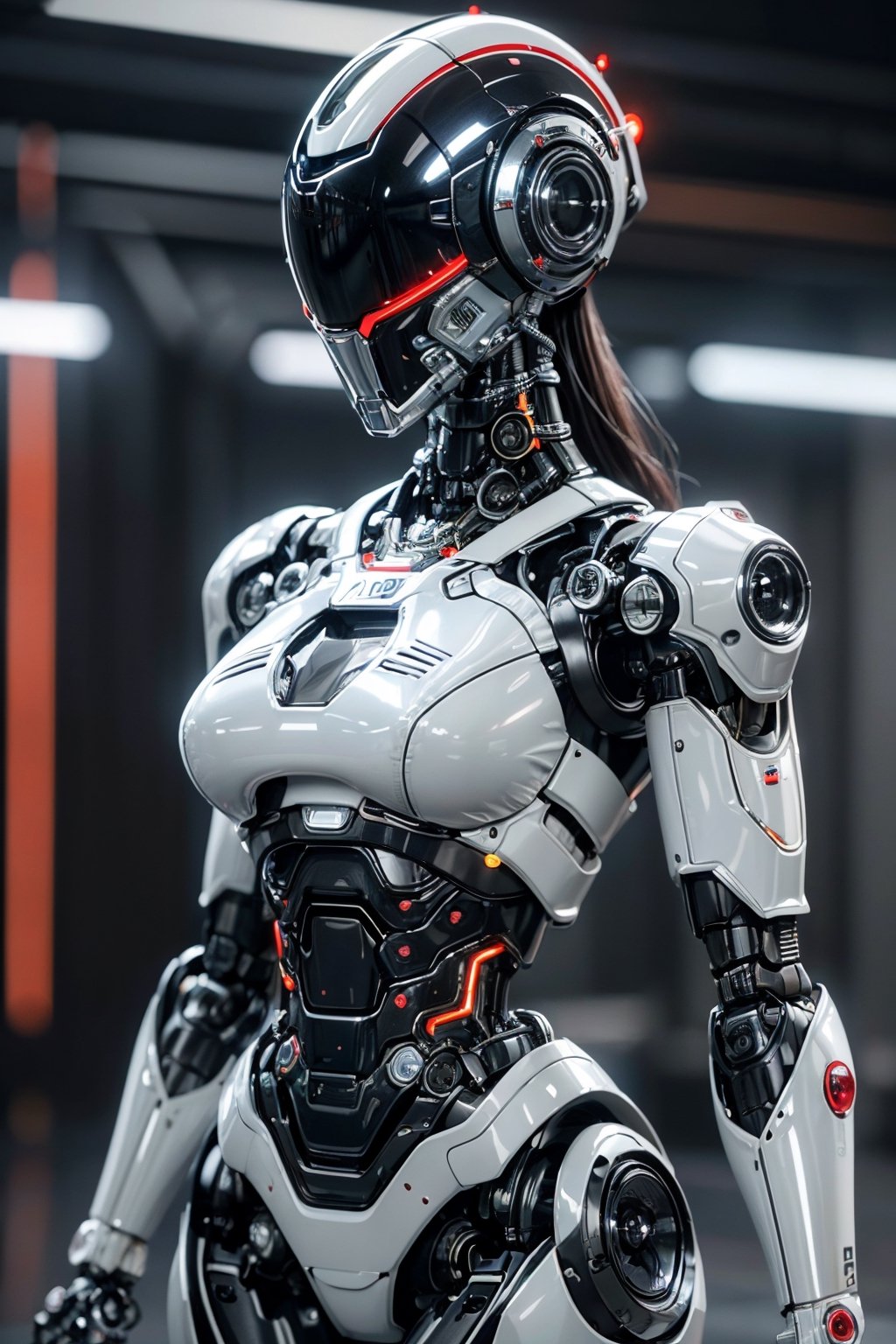 ((high resolution)), ((8K)), ((incredibly absurdres)), break. (super detailed dark metallic skin), (an extremely delicate and beautiful:1.3) ,break, ((1robot:1.5)), ((curvy body)), (large breasts), (beautiful hand), ((black metalic body:1.3)) , ((cyber helmet with full-face mask:1.4)) ,break. ((Long hair:1.3)) , (red glowing lines on one's black body:1.2), break. ((intricate internal structure)), ((black red parts:1.5)), break. ((robotic face:1.2)), red eyes,  (robotic arms), (robotic legs), (robotic hands), ((robotic joint:1.2)), (Cinematic angle), (ultra fine quality), (masterpiece), (best quality), (incredibly absurdres), (highly detailed), highres, high detail eyes, high detail background, sharp focus, (photon mapping, radiosity, physically-based rendering, automatic white balance), masterpiece, best quality, ((black Mecha body)), furure_urban, incredibly absurdres,science fiction