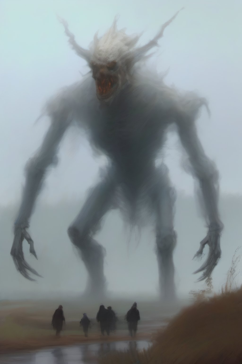 xray,transparent,a monster,painting by jakub rozalski