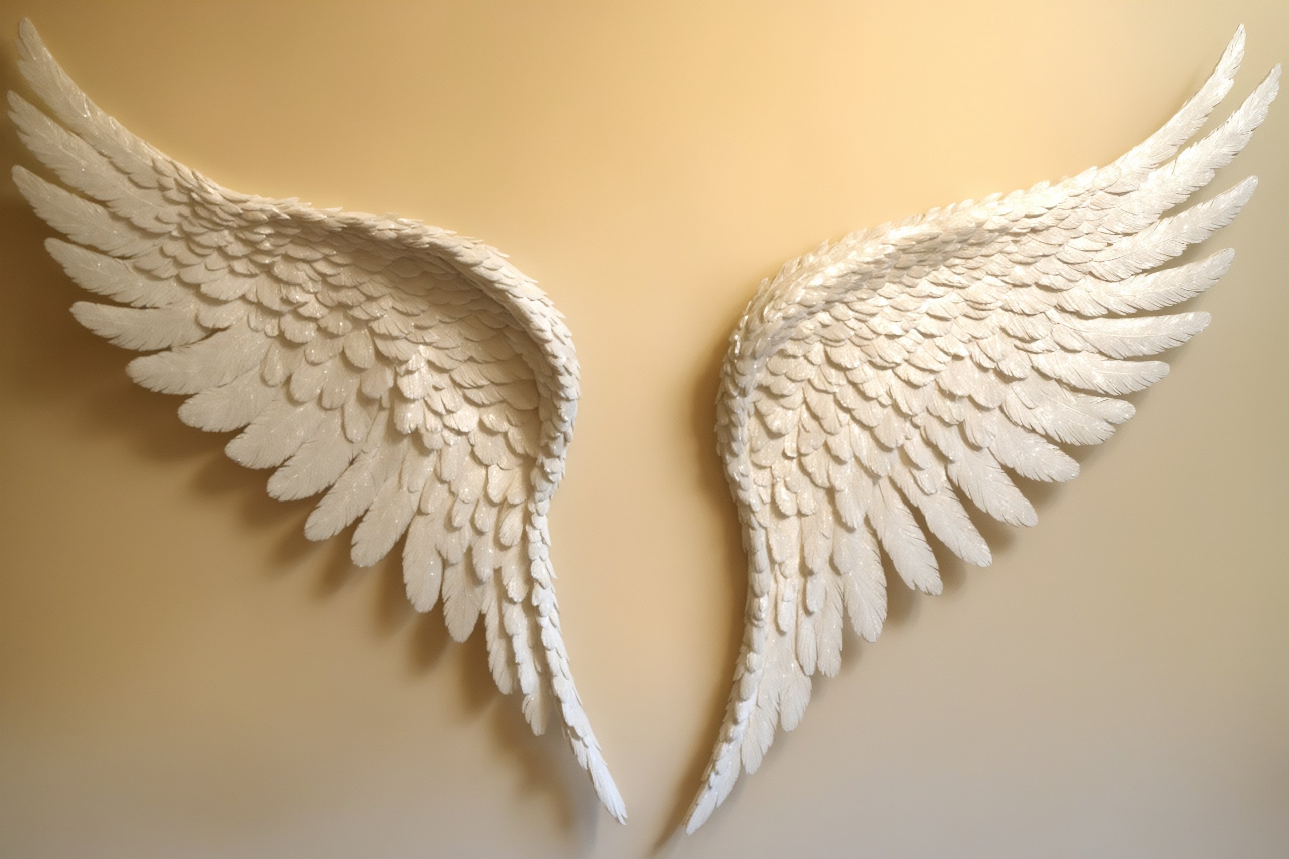 masterpiece, best quality, DINA MARIA a large pair of white angel wings gliter