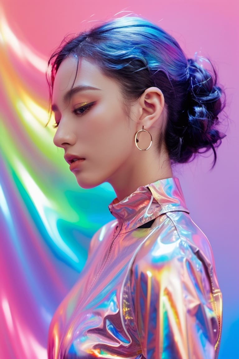 xxmixgirl,flowing rainbow colored holographic background. Keywords: nike, holographic, iridescent, vaporwave, fluid.