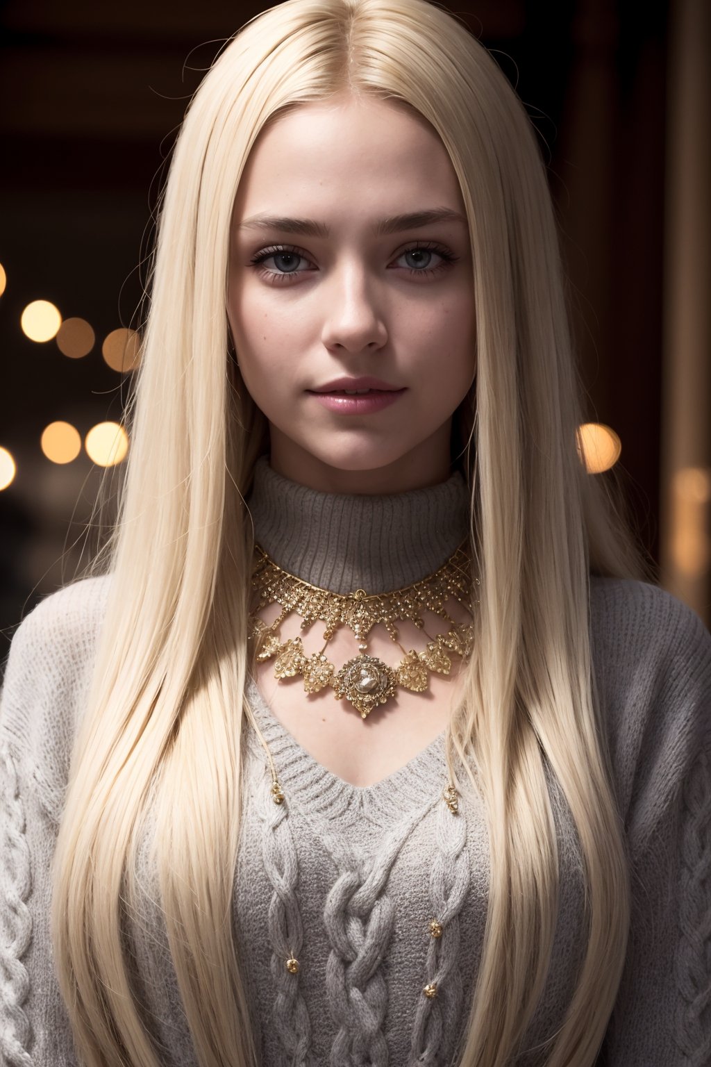 photo of annast0ck with long blonde hair, wearing a wool sweater, happy face, necklace, slightly smiling,(masterpiece, best quality, high quality), hyperdetailed, highres, intricate detail, HDR, 8k, sharp focus, detailed background, perfect hands, realistic eyes, detailed skin texture, (blush:0.5), (goosebumps:0.5), subsurface scattering,