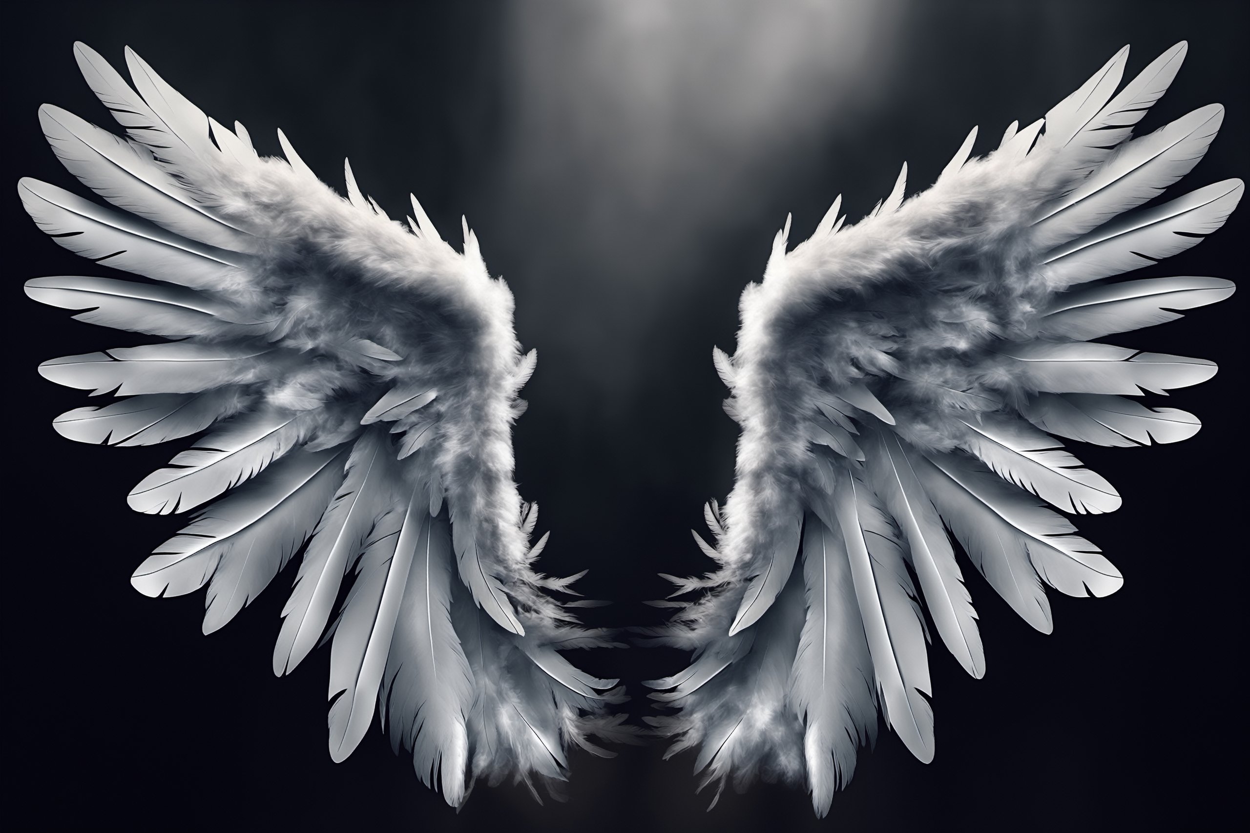 masterpiece, best quality, Arfang Photo realistic image of an angels wings with feathers