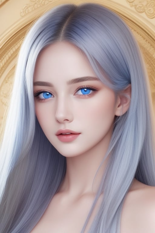 Very high resolution, beautiful, blue eyes, fair skin, silky hair,