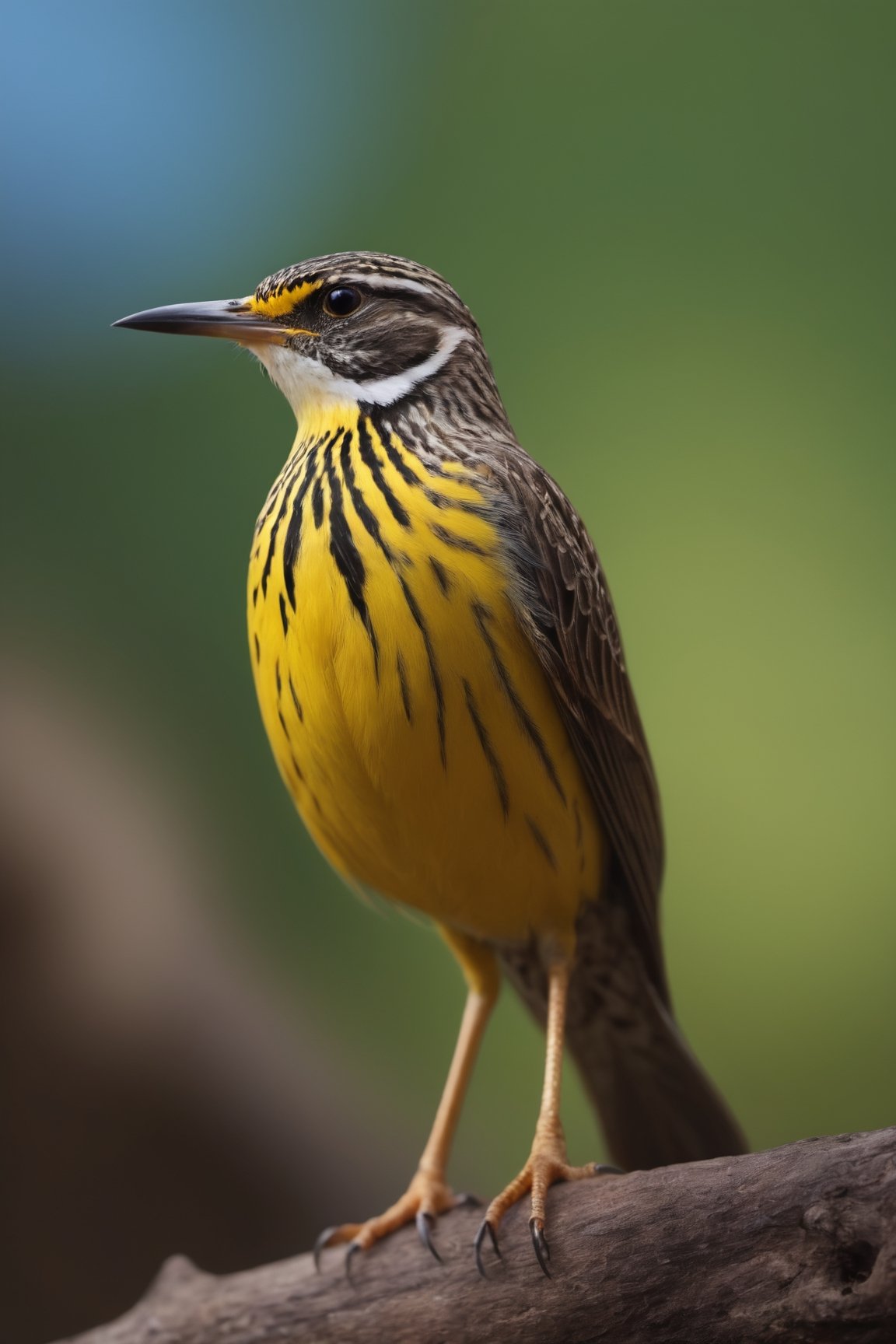 close up angle of, , ((),(3d Western Meadowlark)) surrounded by jungle( )  ,animal, detailed focus, deep bokeh, beautiful, , dark cosmic background. Visually delightful , 3D,more detail XL, taigar 