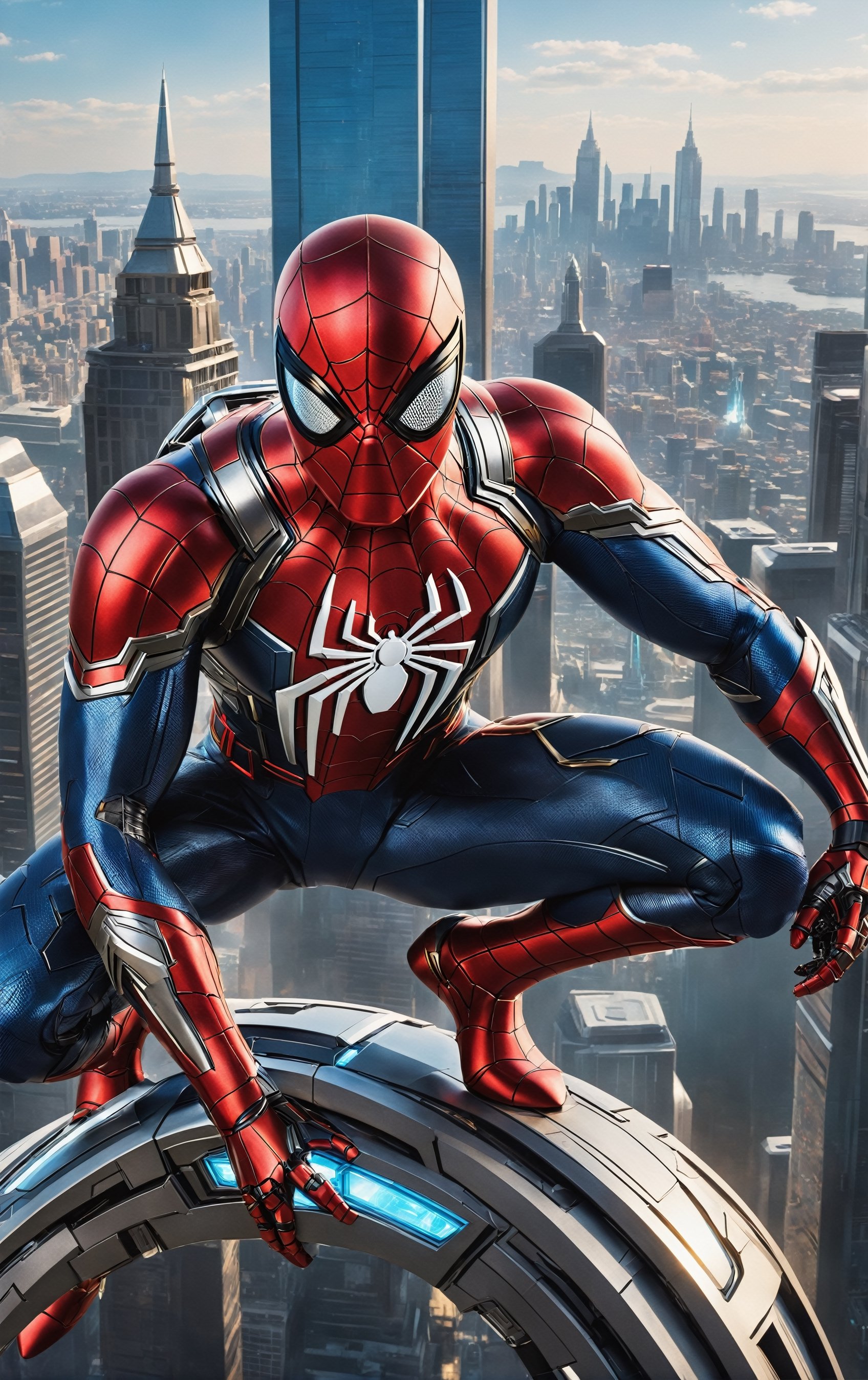 
In the futuristic expanse of Spider-Man Beyond, witness the emergence of a mecha-robo-soldier, a formidable fusion of cutting-edge technology and the iconic Spider-Man legacy. This hyper-detailed vision showcases the sleek, robotic suit that seamlessly incorporates the agility of Spider-Man's traditional costume with advanced mecha elements. The metallic exoskeleton gleams with futuristic materials, and luminescent accents highlight the arachnid-inspired design. The mecha-robo-soldier embodies both strength and agility, standing tall in the gleaming cityscape, ready to combat future threats. Against the backdrop of towering skyscrapers adorned with holographic displays, Spider-Man Beyond's mecha-robo-soldier navigates the futuristic realm with a captivating blend of innovation and superhero prowess. This cinematic portrayal envisions a future where Spider-Man's legacy evolves into a technologically advanced and visually stunning force for good in the ever-changing landscapes of tomorrow.,photo r3al