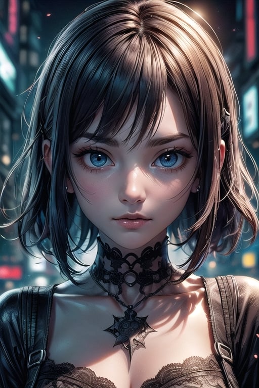 girl, close up, blue eyes,cyberpunk,gothic,dark, BrgEy 