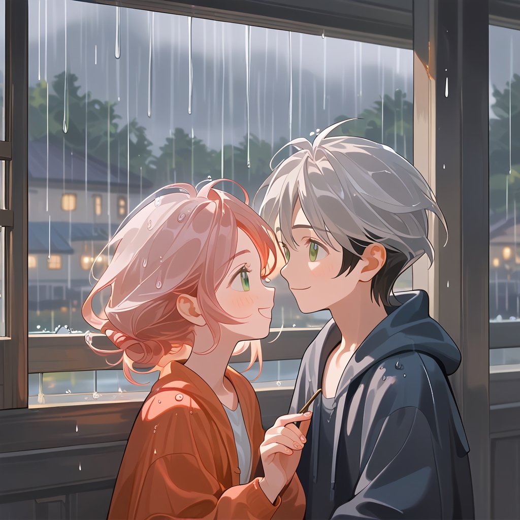 Score_9, Score_8_up, Score_7_up, Score_6_up, Score_5_up, Score_4_up,aa girl light red hair, sitting near her window holding a little boy(black_hair, light_black_eye, cute_face) on a rainy day, happy girl, looking at each other,
ciel_phantomhive,jaeggernawt,Indoor,frames,high rise apartment,outdoor,Modern, ,better photography