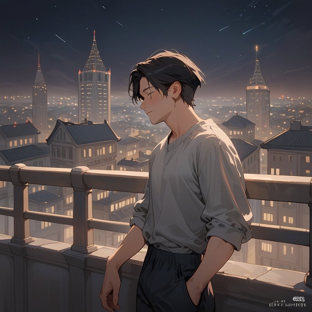 Score_9, Score_8_up, Score_7_up, Score_6_up, Score_5_up, Score_4_up,aa man black hair, sexy guy, standing on the balcony of a building,city, night,looking at the front building, wearing a grey shirt, sexy pose,leaning on the railing,drinking a cup,
ciel_phantomhive,jaeggernawt,Indoor,frames,high rise apartment,outdoor