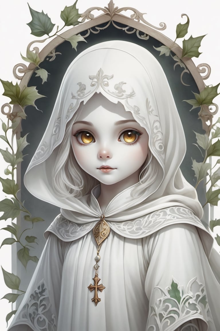 Portrait of cute scary ghost white sheet, full shot (FS), | (white background:1.2), simple background | , muted colors, digital art, medieval, 8K resolution, ultra quality, Watercolor, trending on artstation, intricate details, highly detailed, (by Kerem Beyit:1.2), Leaf