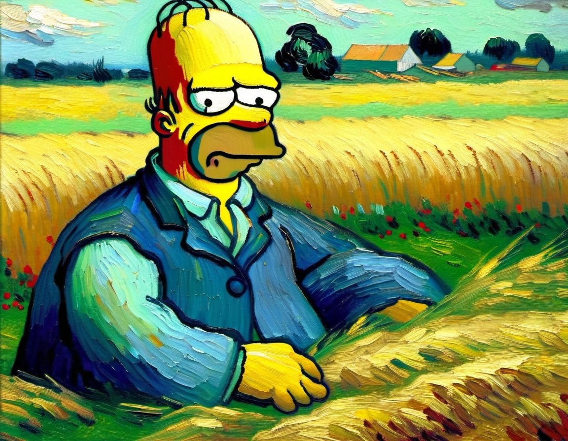 v0ng44g, p0rtr14t, soft blurry oil painting portriat of a close up shot of a (((Homer Simpson by van Gogh))), farm field backdrop heavy brush strokes, by van Gogh
