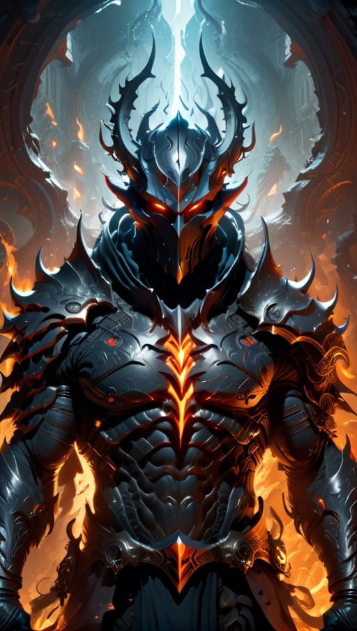 Fantastic concept art of a male guardian of Hellgate, full body, bright black armor, hell, underworld masterpiece, shadows, epic, insanely detailed, 32k resolution, intricate inpunk by Artgerm, James jean, Brian froud, Ross Tran, DnD art, art VT, CCG, highly detailed, realistic, 4 HD,  hyper detailed, trending on artstation, sharp focus, studio photo, intricate details, highly detailed, by greg rutkowski, Leonardo style 