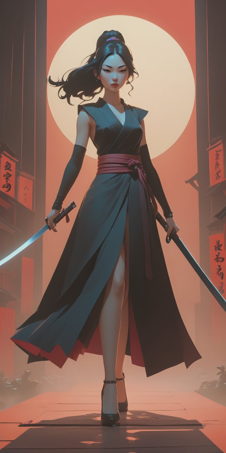 score_9, score_8, score_7, score_6, Stacked Papercut Art showcasing retro, sorcerous, sorcery, unearthly, ,by Duy Huynh and Alena Aenami in the style of Harumi Hironaka,full body length 8k photorealistic cinematic ,  godess wielding a katana 