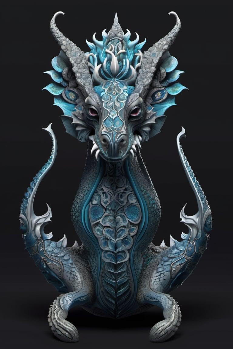 illustration on black background. water creature figurine, with dynamic and vibrant designs, edgy and modern, layering, deep shadows, intricate detailed, fractal bone carving, blues, grays, teals, trending on artstation, sharp focus, studio photo, intricate details, highly detailed, trending on artstation, sharp focus, studio photo, intricate details, highly detailed, by aruffo3