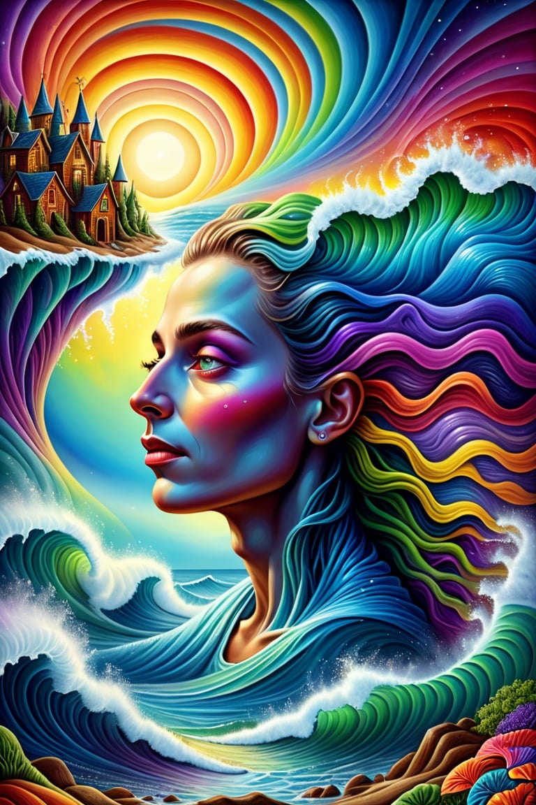 Subconscious Journey: Dreams inside the subconscious mind. 
Funk art. DeepDream. Psychedelic art. 
Alex Grey, Arthur Adam, Chris Dyer, Josephine Wall style.
Wispy, Trippy, fractal anxiety, chaotic paranoia, waves of distraught emotions. vivid colors, highly detailed, comprehensive, cinematic, intricate digital painting, 8k, cinematic lighting, best quality, high-res, detailed work, post-processing, perfect result, multicolored chaotic background, by aruffo3